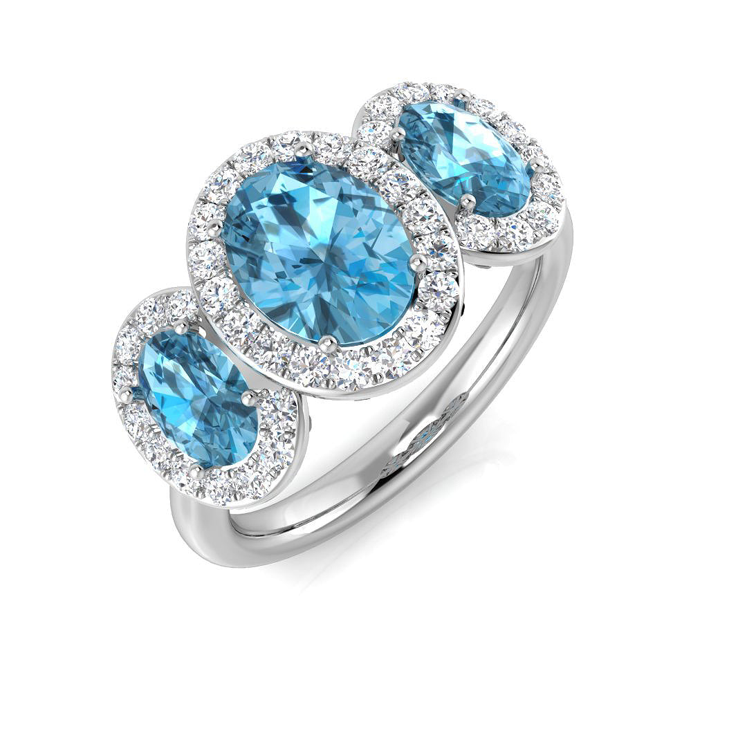 9ct White Gold 2.85ct Sky Blue Topaz Ring