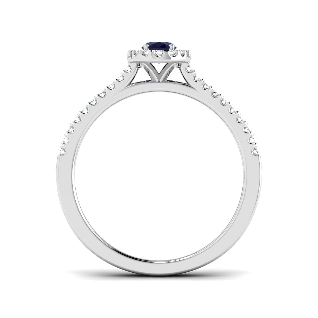 9ct White Gold 0.56ct Blue Sapphire Ring