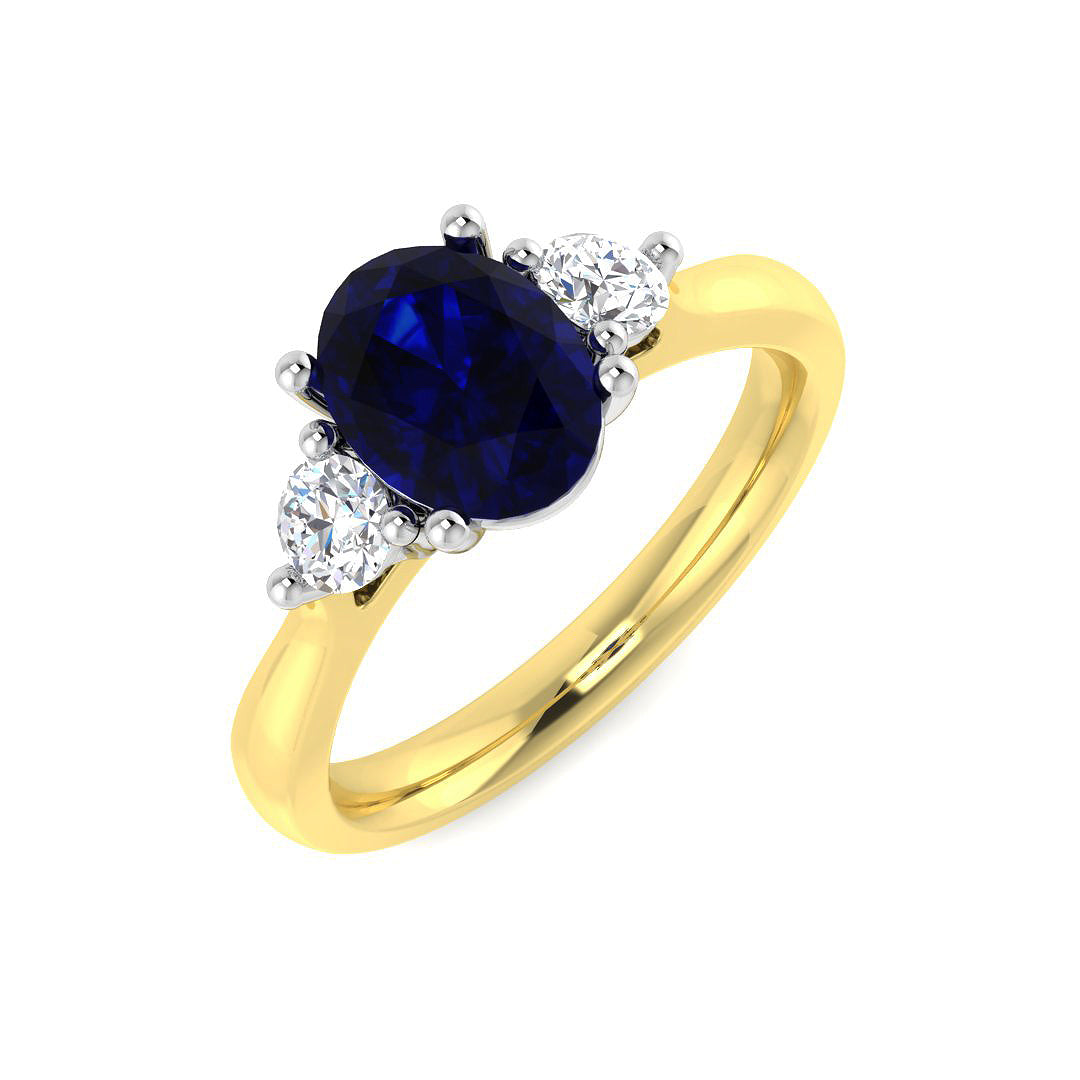 18ct Two-Tone Gold 1.54ct Blue Sapphire Ring