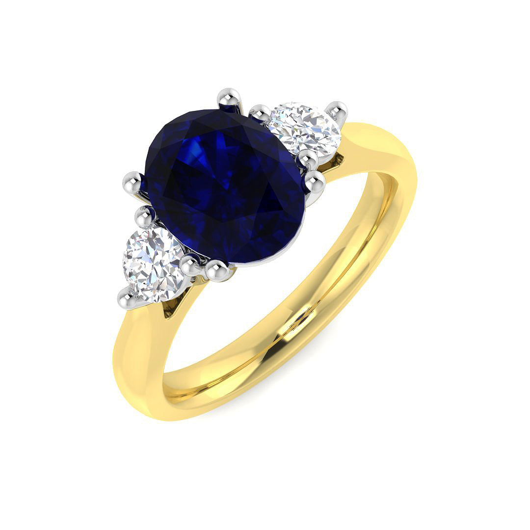 18ct Two-Tone Gold 3.38ct Blue Sapphire Ring