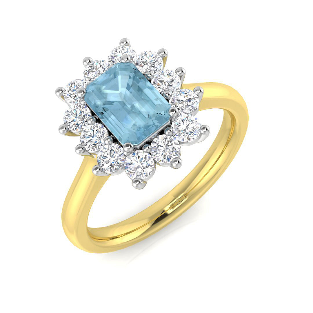 18ct Two-Tone Gold 1.34ct Aquamarine Ring
