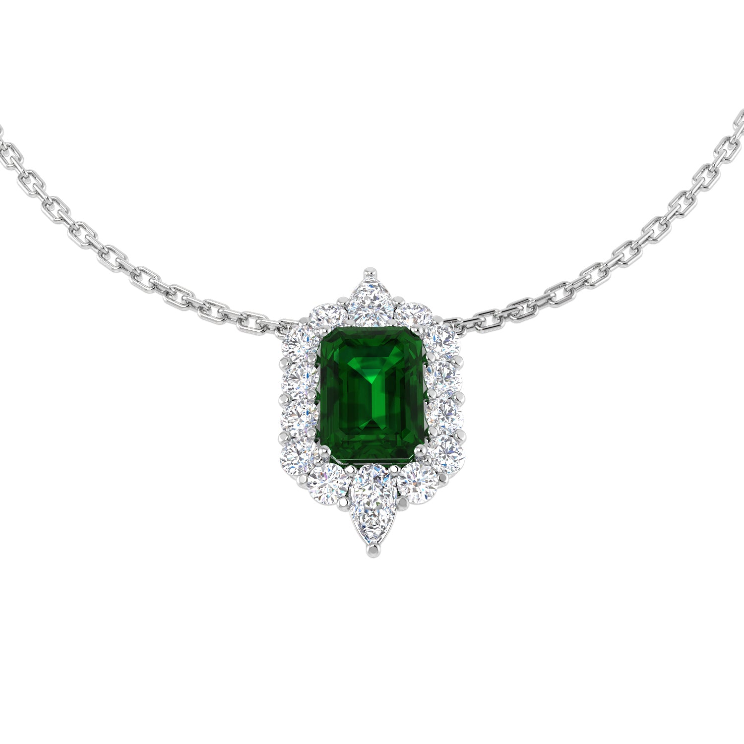18ct White Gold 1.69ct Emerald Necklace
