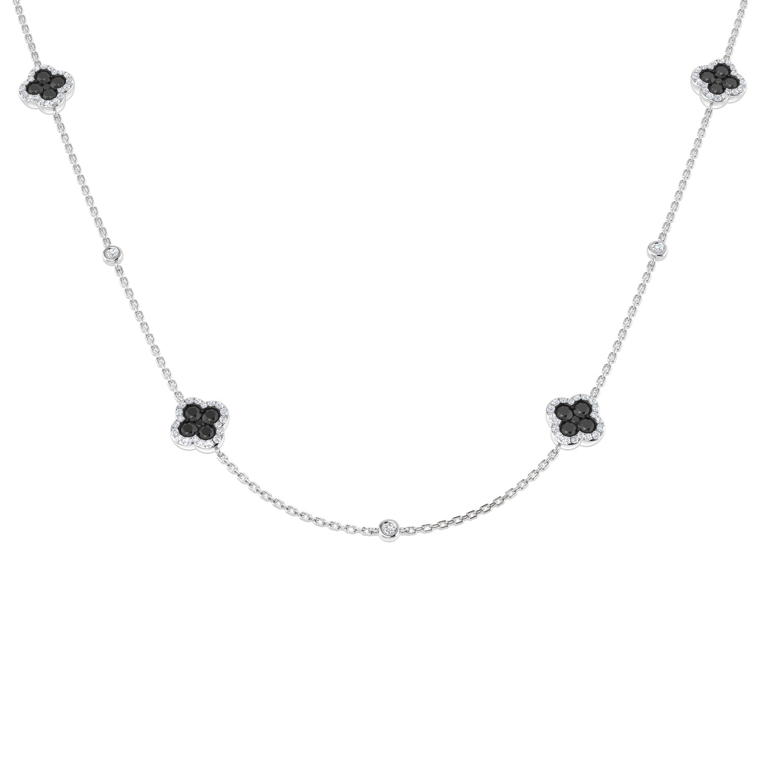 9ct White Gold 1.40ct G SI2 Black Diamond Necklace