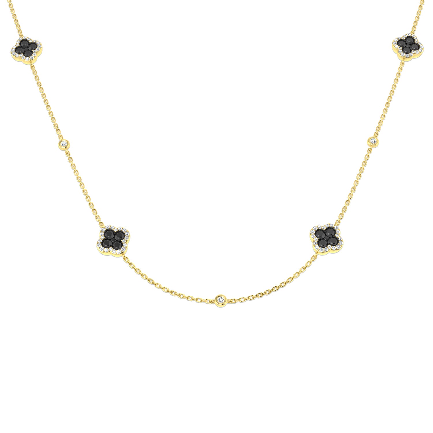 18ct Yellow Gold 1.40ct Black Diamond Necklace
