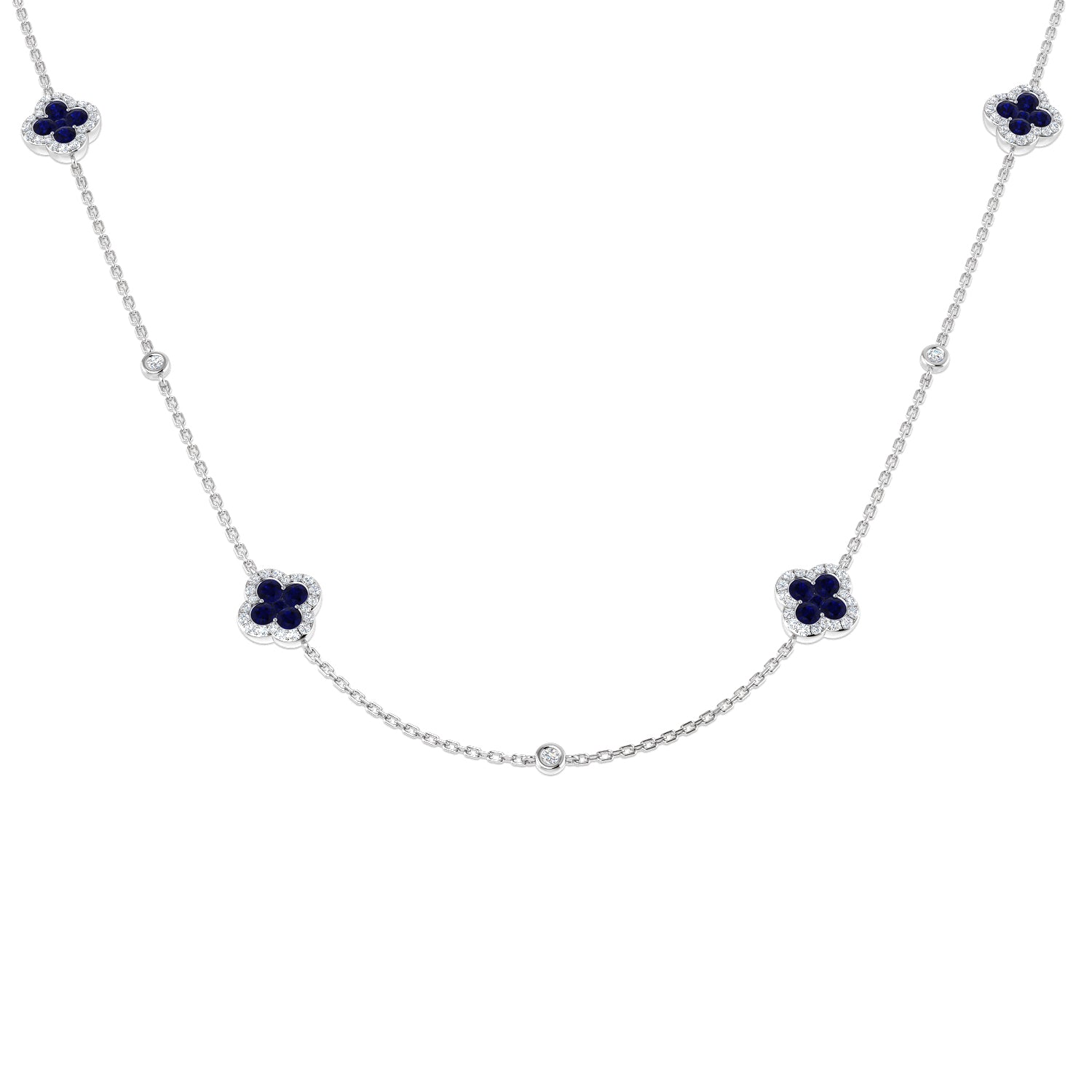 9ct White Gold 1.75ct Blue Sapphire Necklace