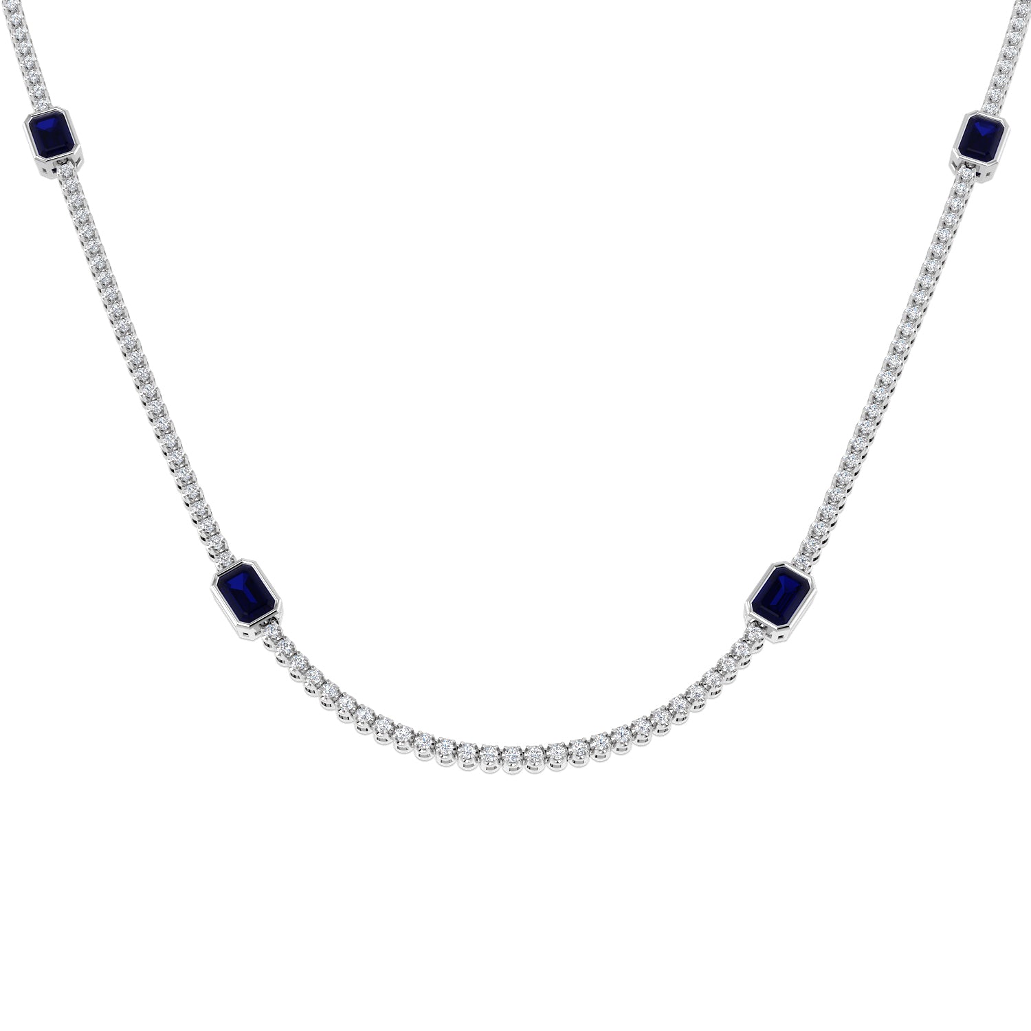 18ct White Gold 6.34ct Blue Sapphire Necklace