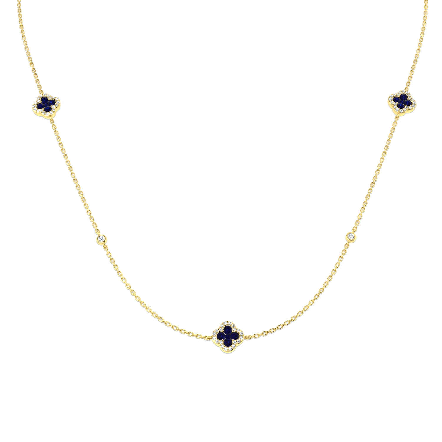 18ct Yellow Gold 2.72ct Blue Sapphire Necklace
