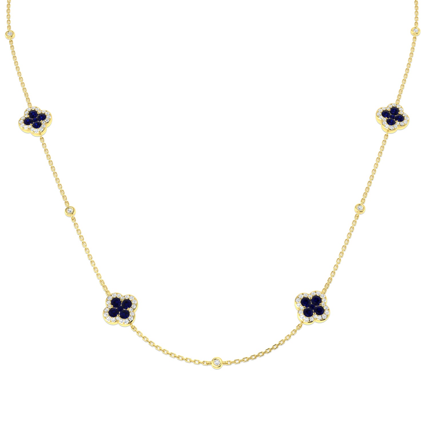18ct Yellow Gold 4.80ct Blue Sapphire Necklace