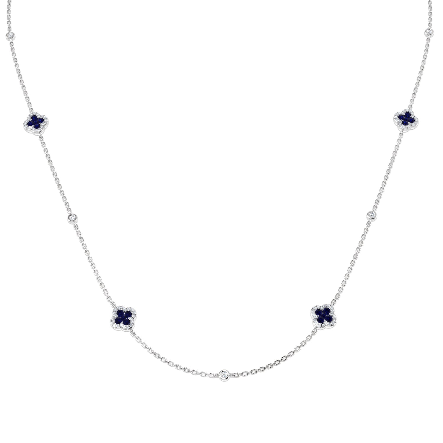 18ct White Gold 1.03ct Blue Sapphire Necklace