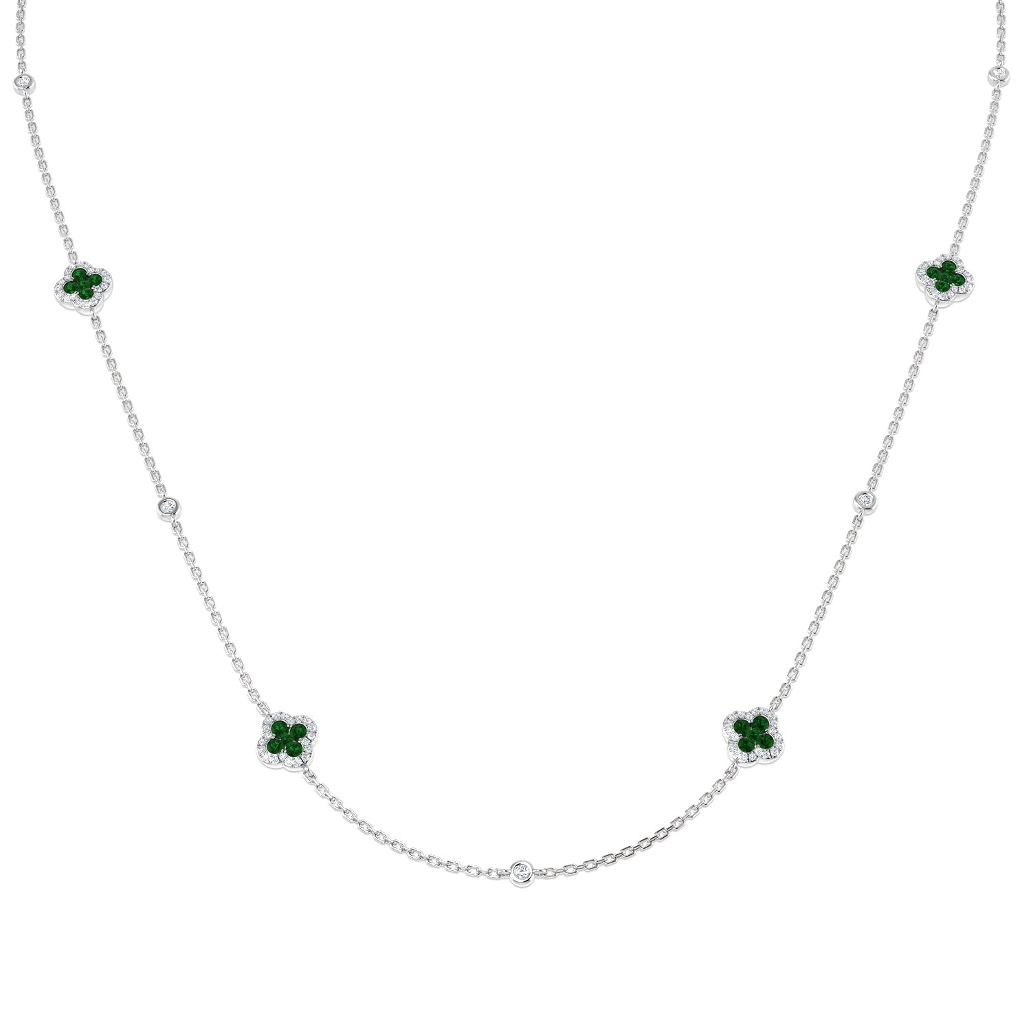 18ct White Gold 0.77ct Emerald Necklace