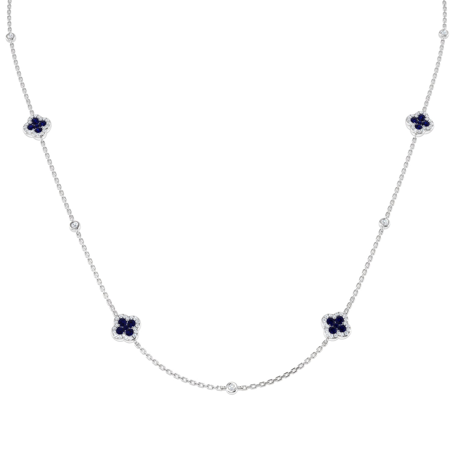 18ct White Gold 1.28ct Blue Sapphire Necklace