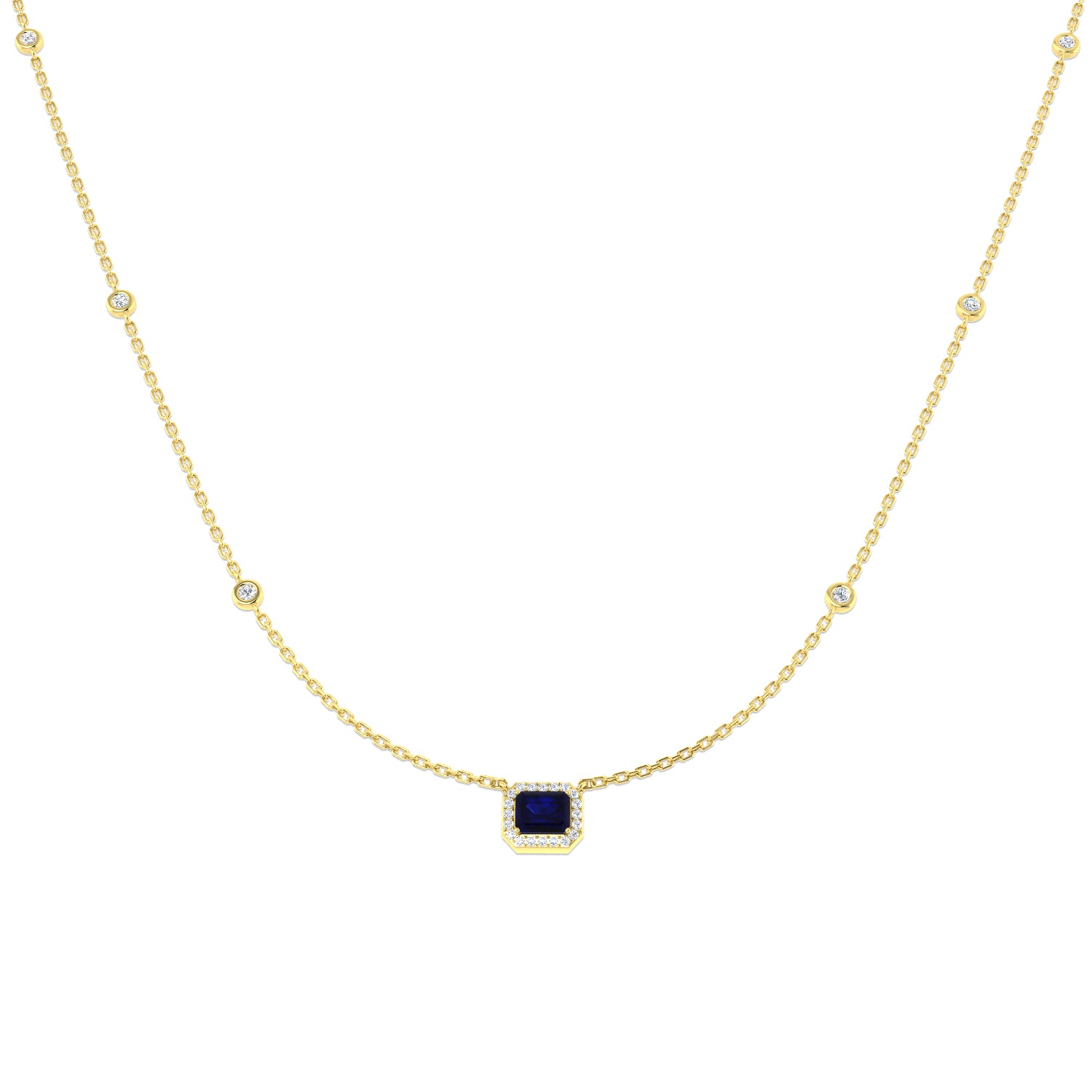18ct Yellow Gold 0.67ct Blue Sapphire Necklace