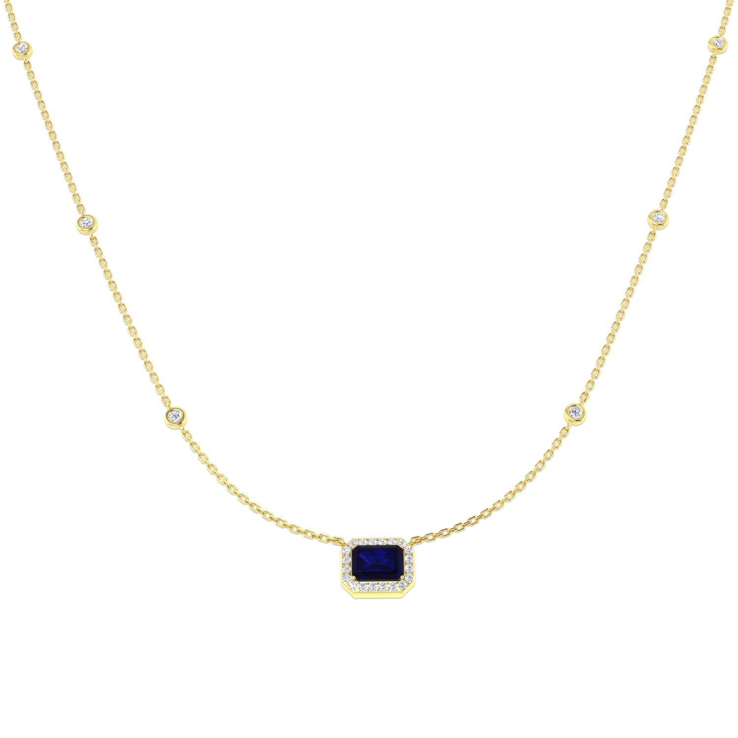 18ct Yellow Gold 1.60ct Blue Sapphire Necklace