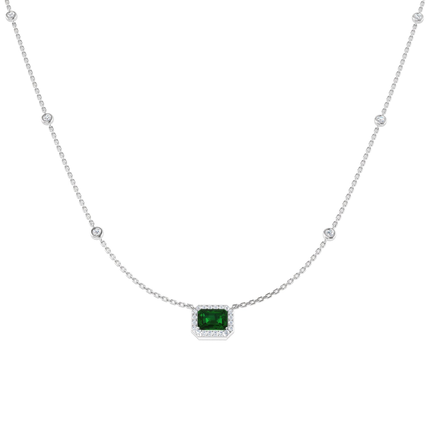 18ct White Gold 1.11ct Emerald Necklace