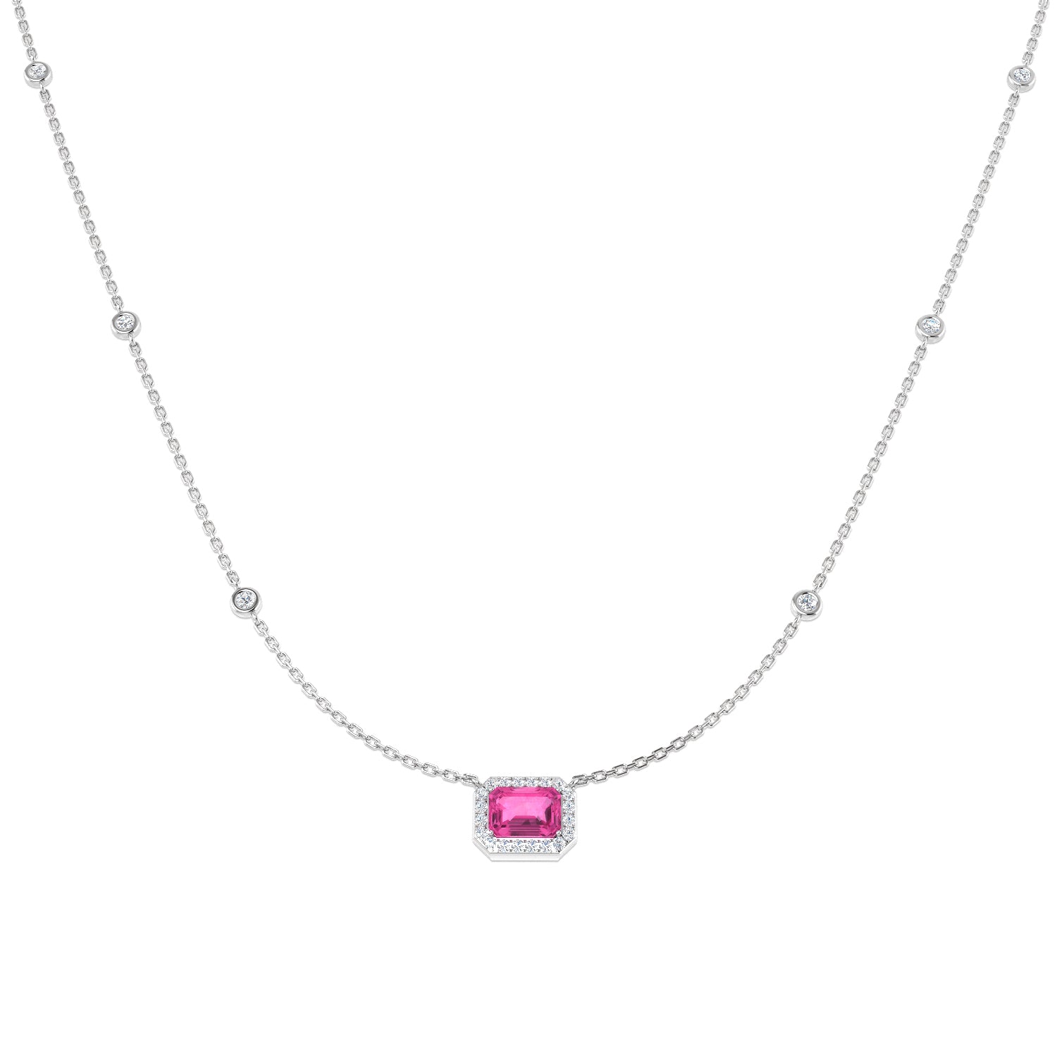 18ct White Gold 1.19ct Pink Sapphire Necklace