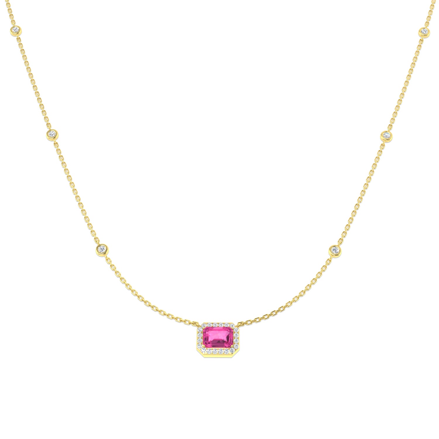 18ct Yellow Gold 1.59ct Pink Sapphire Necklace