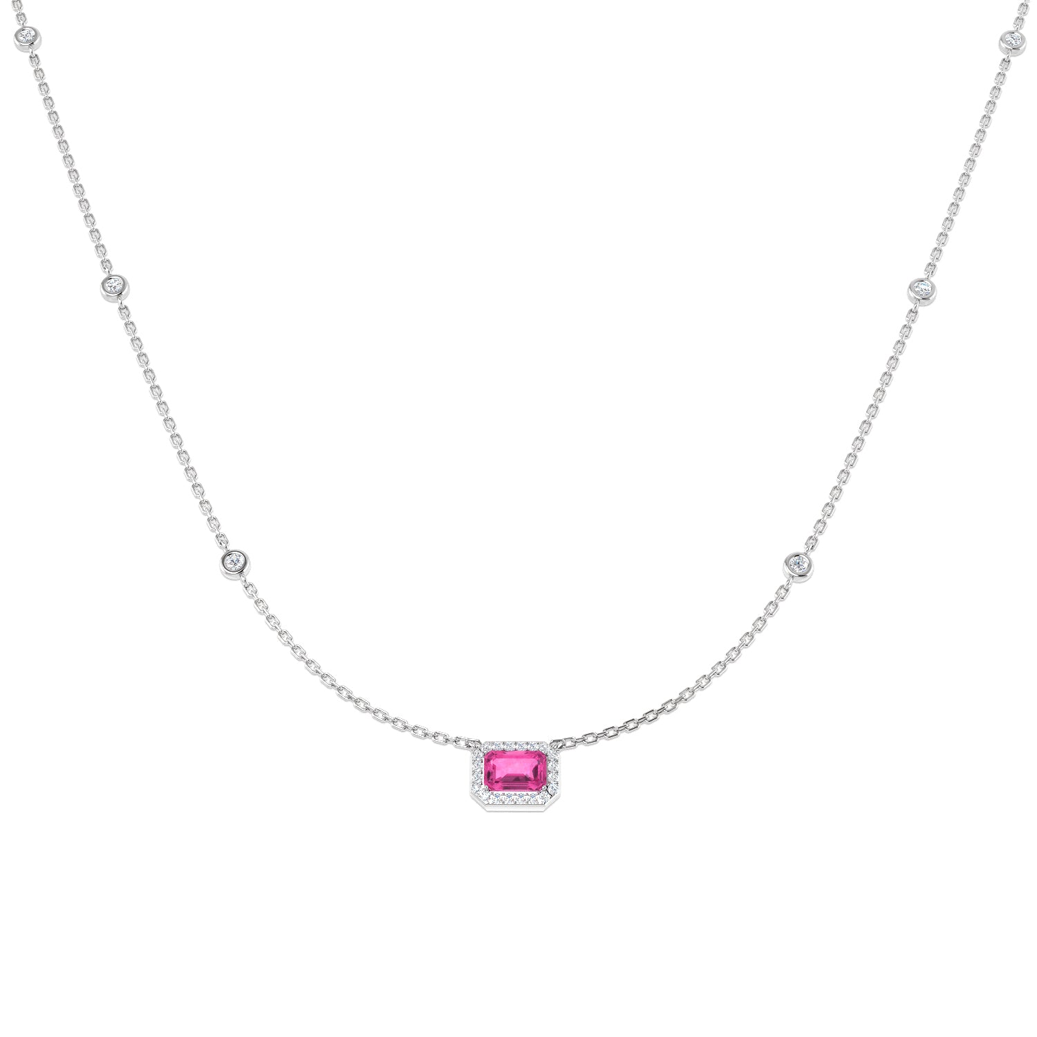 18ct White Gold 0.95ct Pink Sapphire Necklace