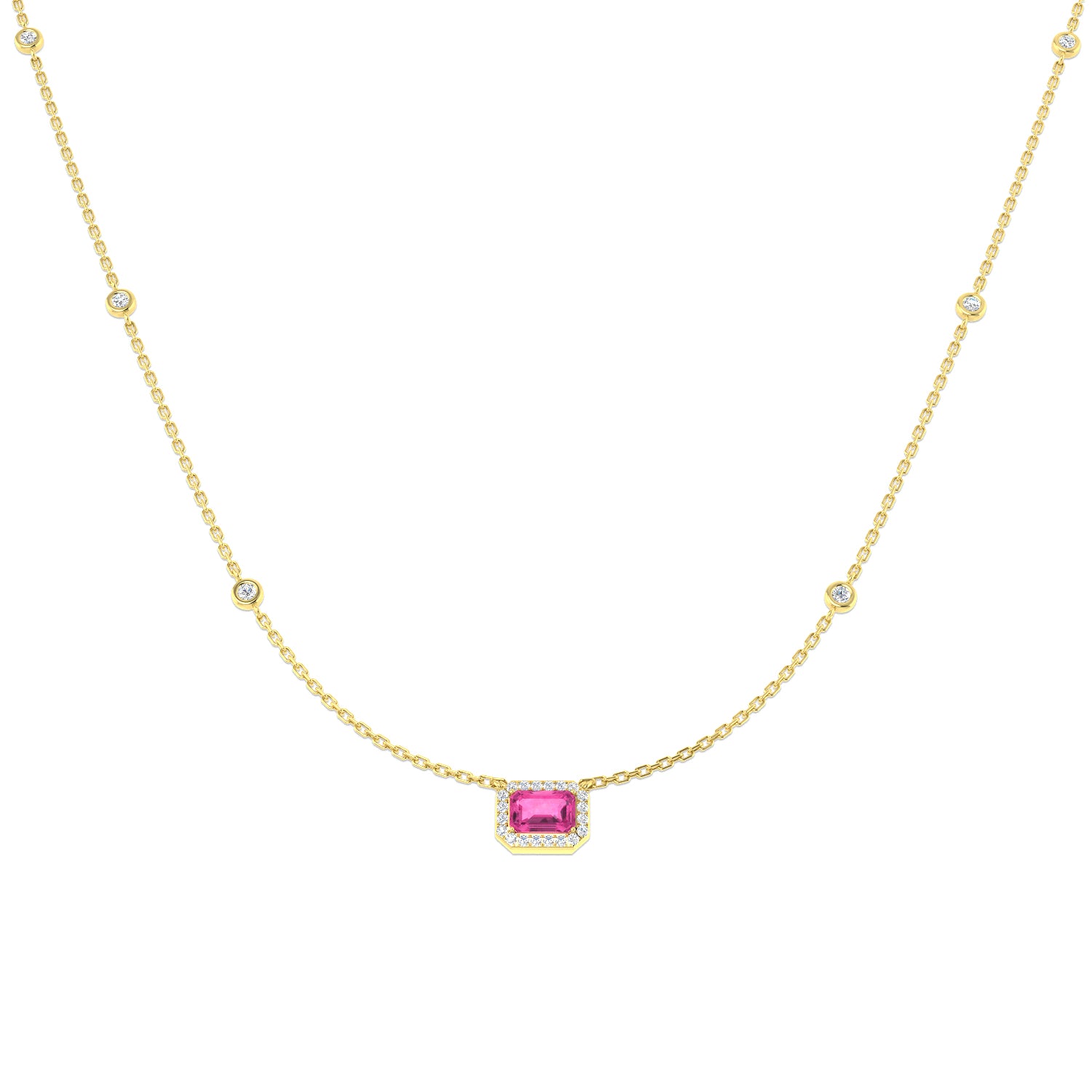 18ct Yellow Gold 0.95ct Pink Sapphire Necklace