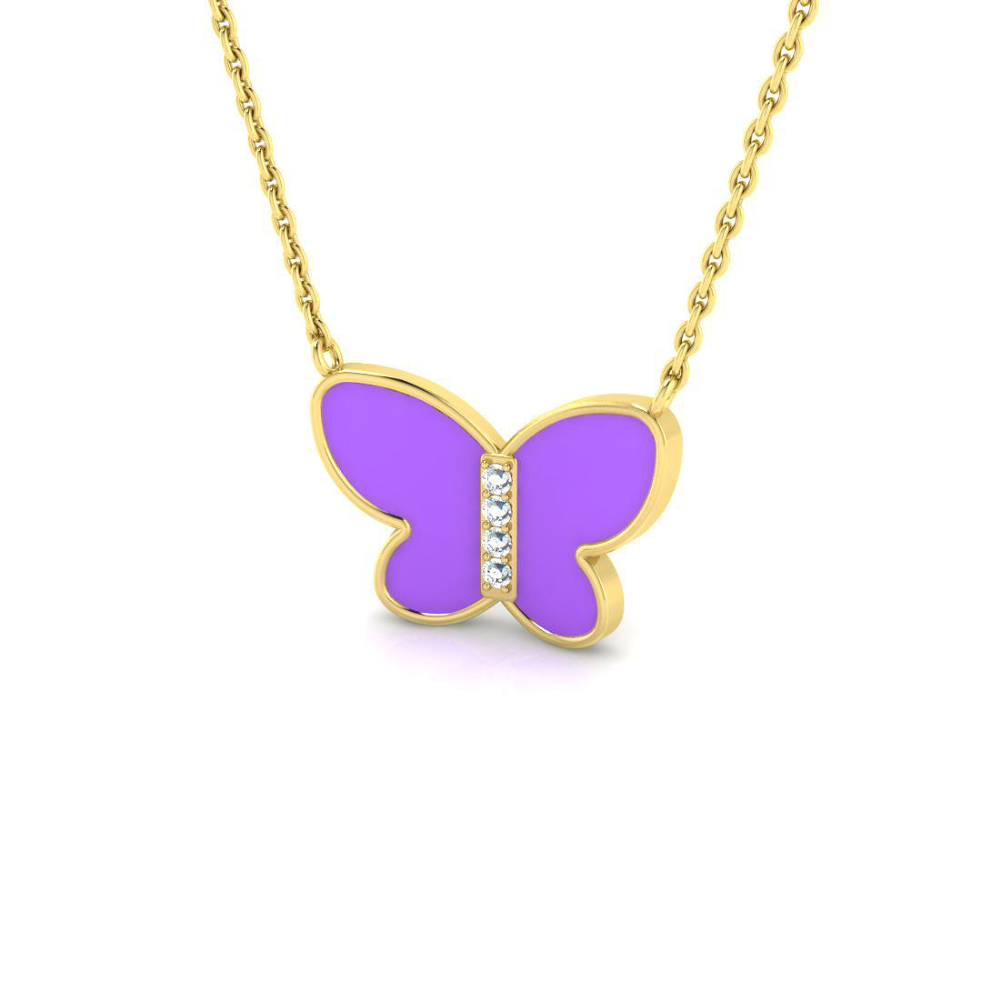 9ct Yellow Gold 0.19ct Enamel Necklace
