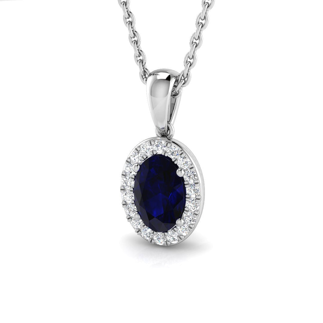 18ct White Gold 0.73ct Blue Sapphire Pendant