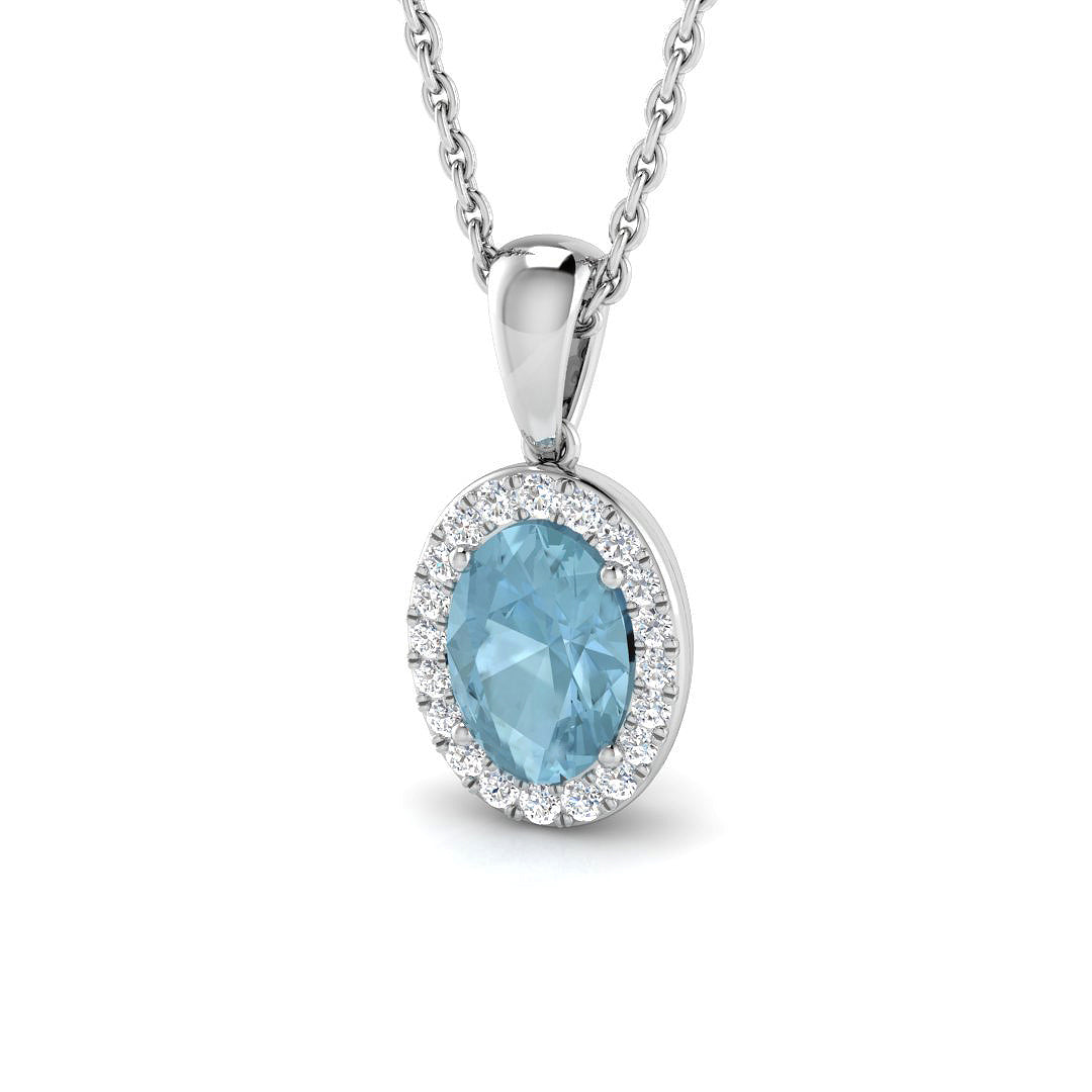 9ct White Gold 0.38ct Aquamarine Pendant