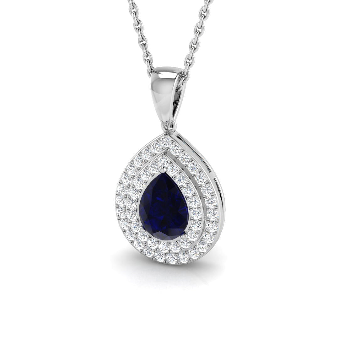 18ct White Gold 0.93ct Blue Sapphire Pendant