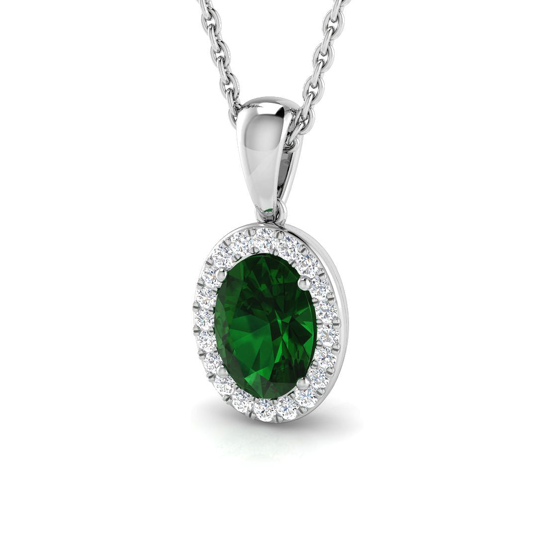 18ct White Gold 0.79ct Emerald Pendant