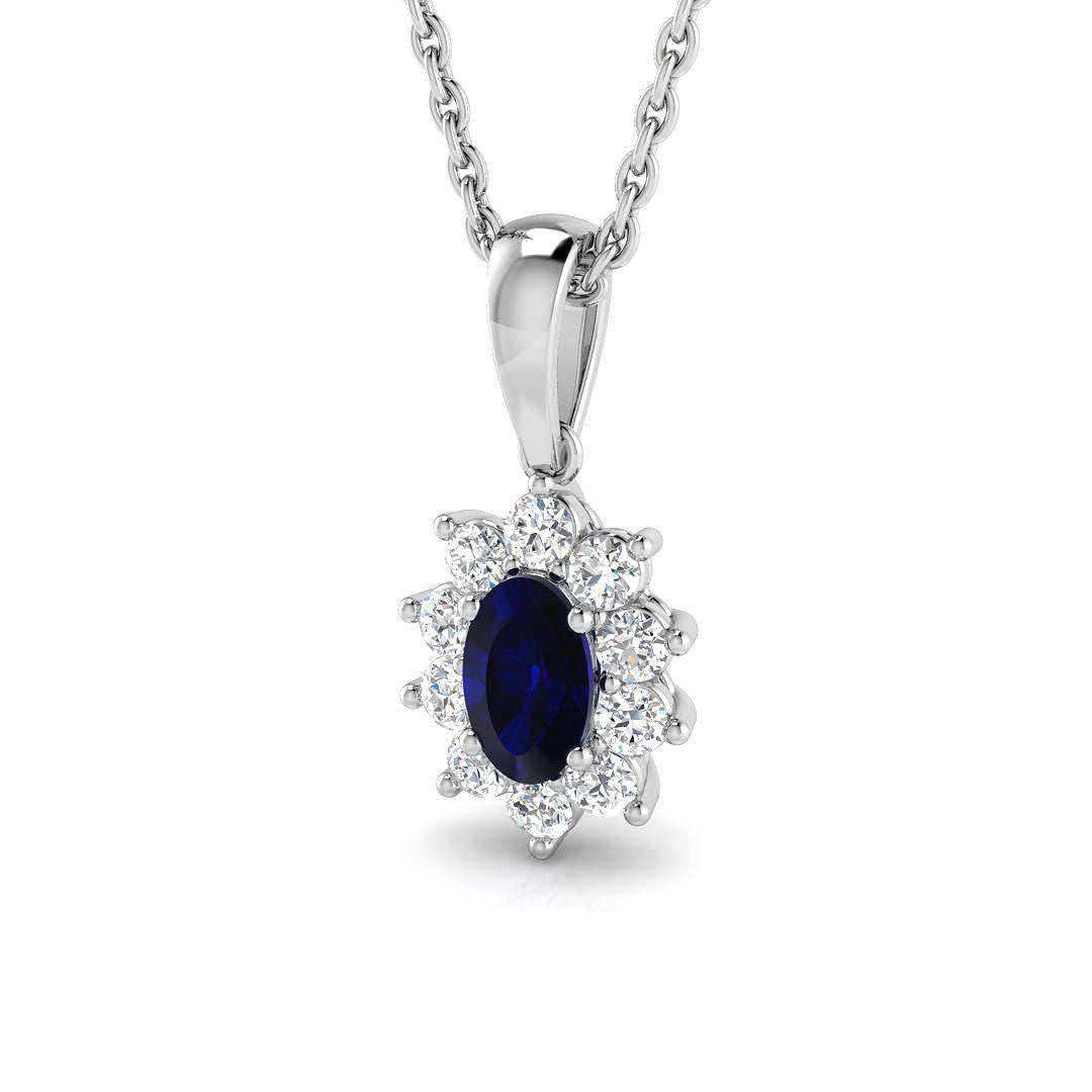 18ct White Gold 0.52ct Blue Sapphire Pendant