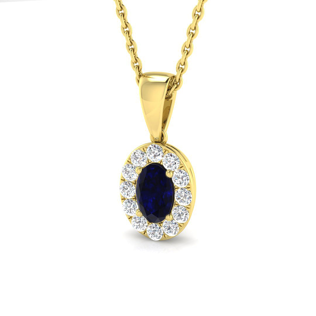 9ct Yellow Gold 0.55ct Blue Sapphire Pendant