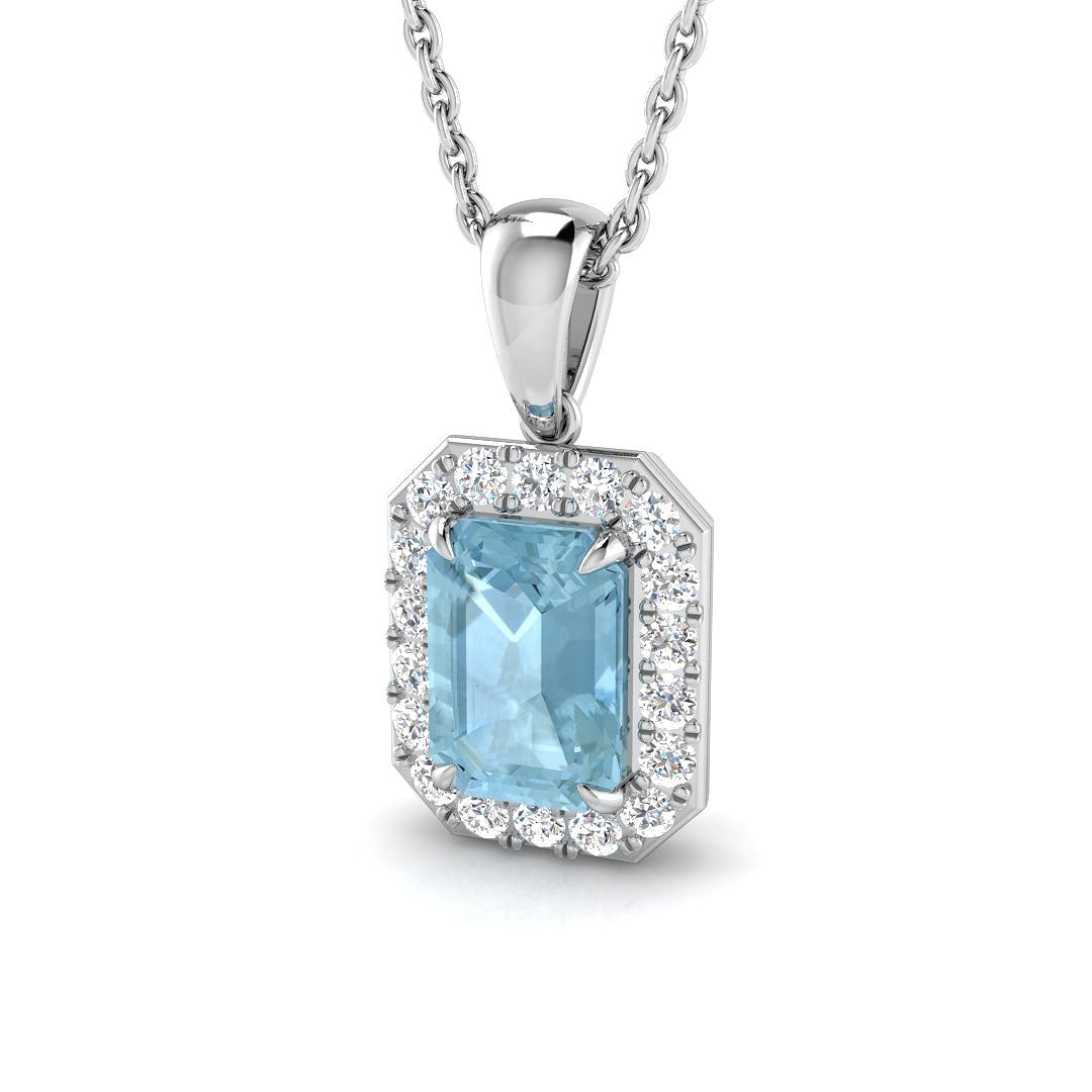9ct White Gold 0.96ct Aquamarine Pendant