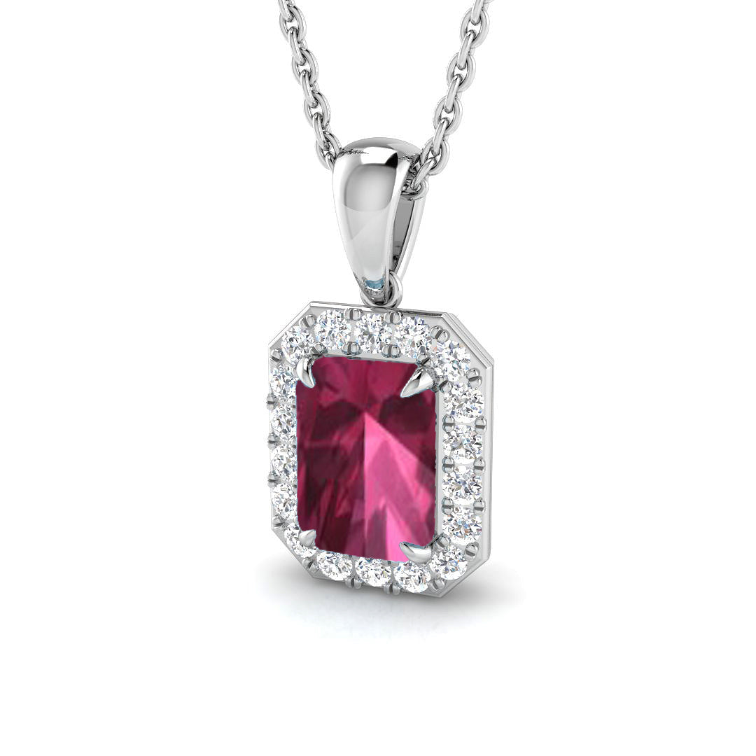 18ct White Gold 1.30ct Pink Tourmaline Pendant