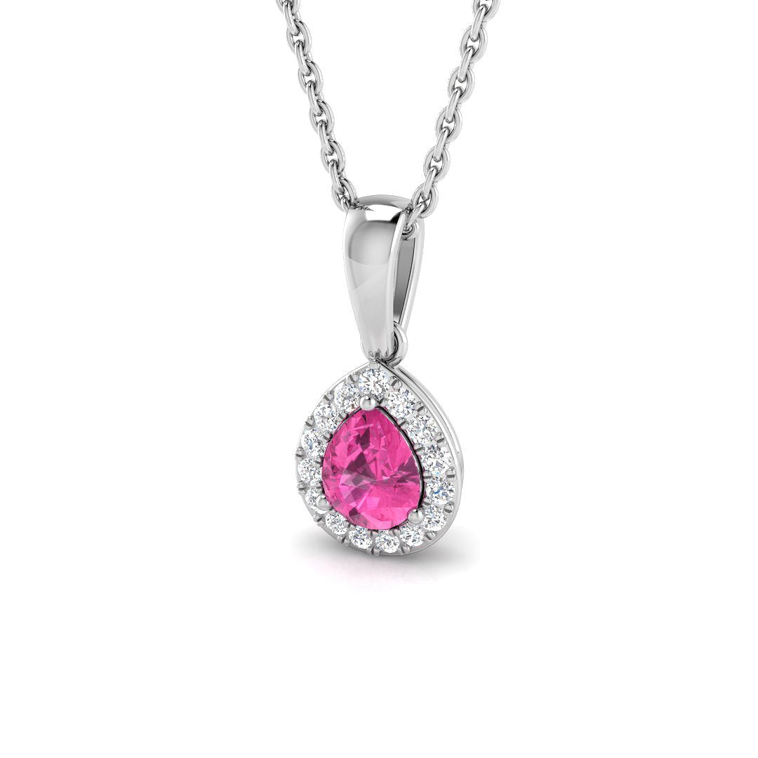 18ct White Gold 0.48ct Pink Sapphire Pendant