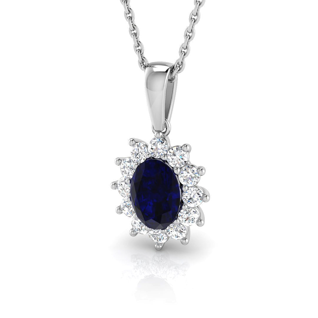 18ct White Gold 0.98ct Blue Sapphire Pendant