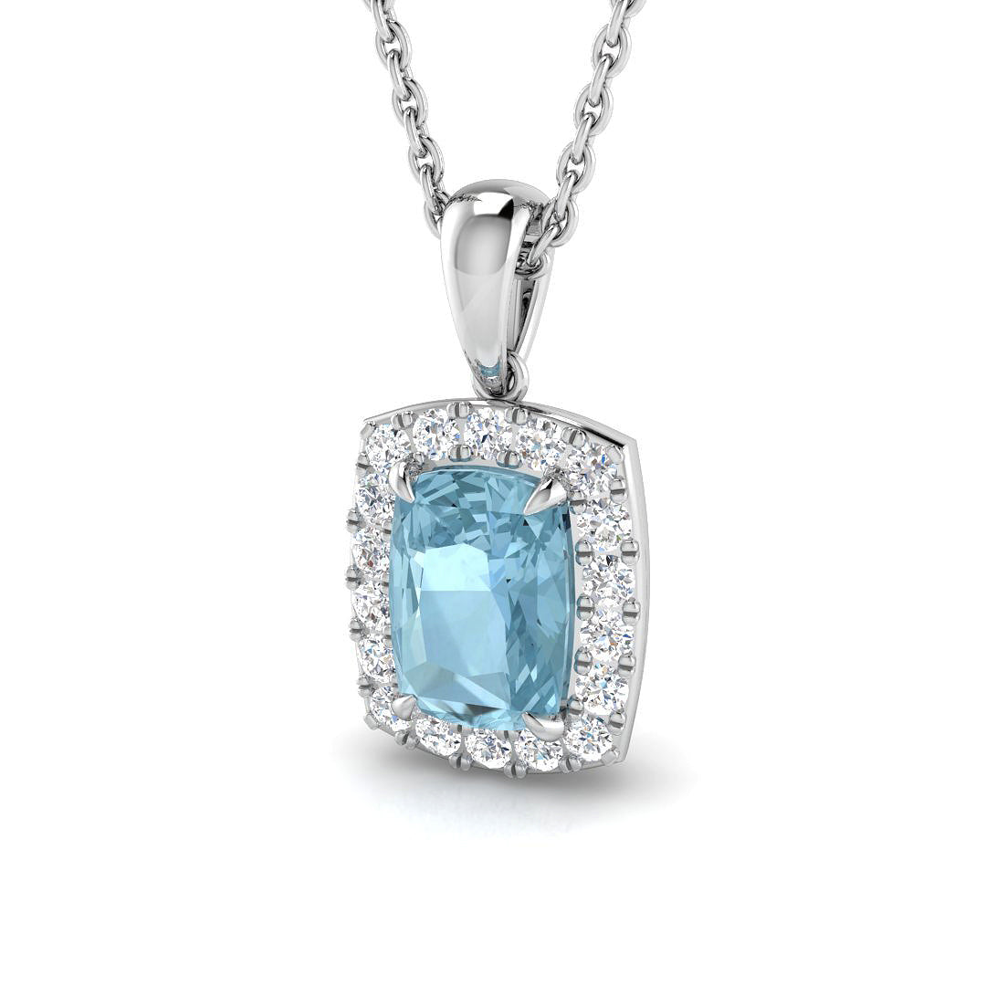 9ct White Gold 0.97ct Aquamarine Pendant