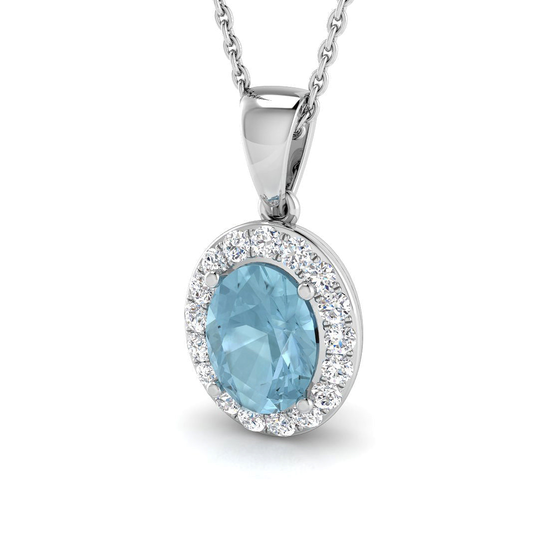 9ct White Gold 1.22ct Aquamarine Pendant