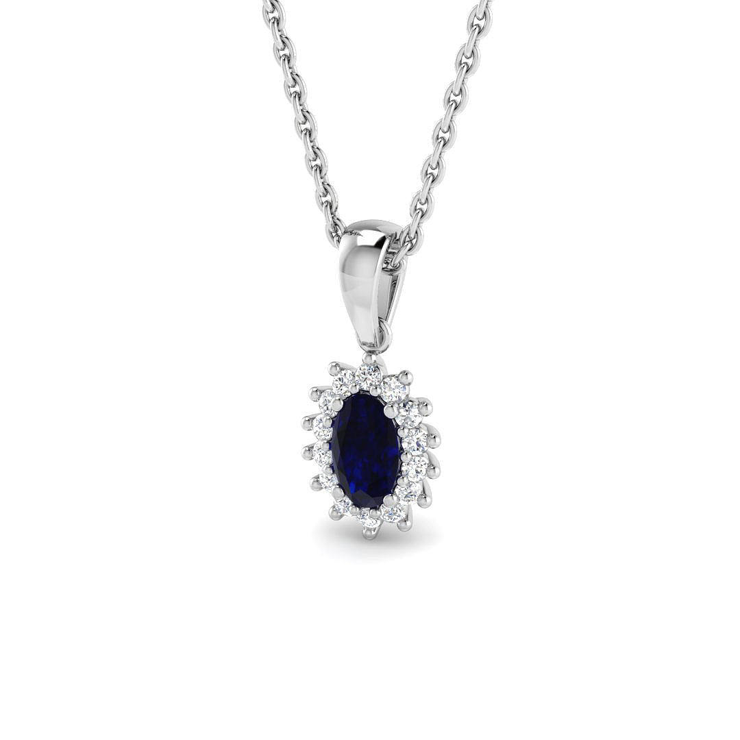 9ct White Gold 0.43ct Blue Sapphire Pendant
