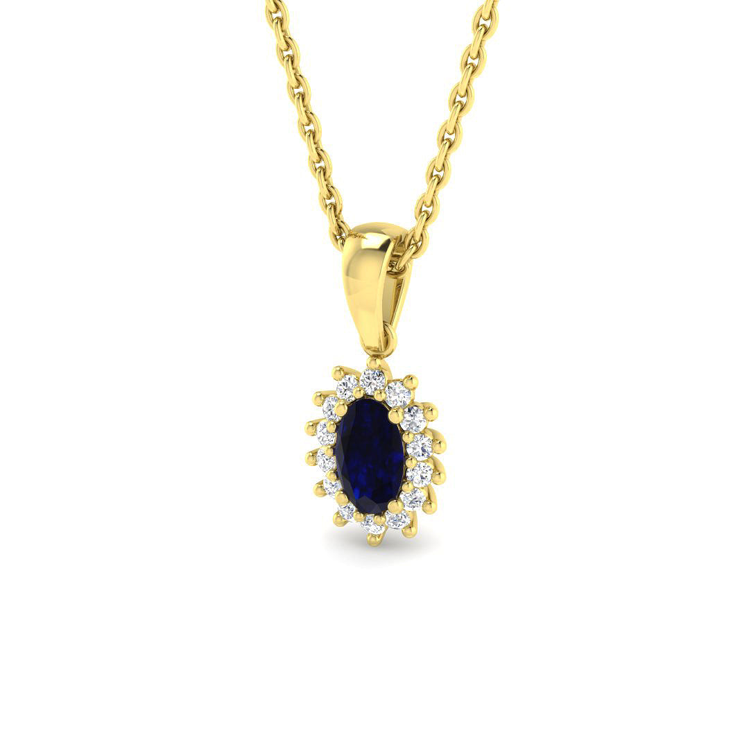 9ct Yellow Gold 0.43ct Blue Sapphire Pendant