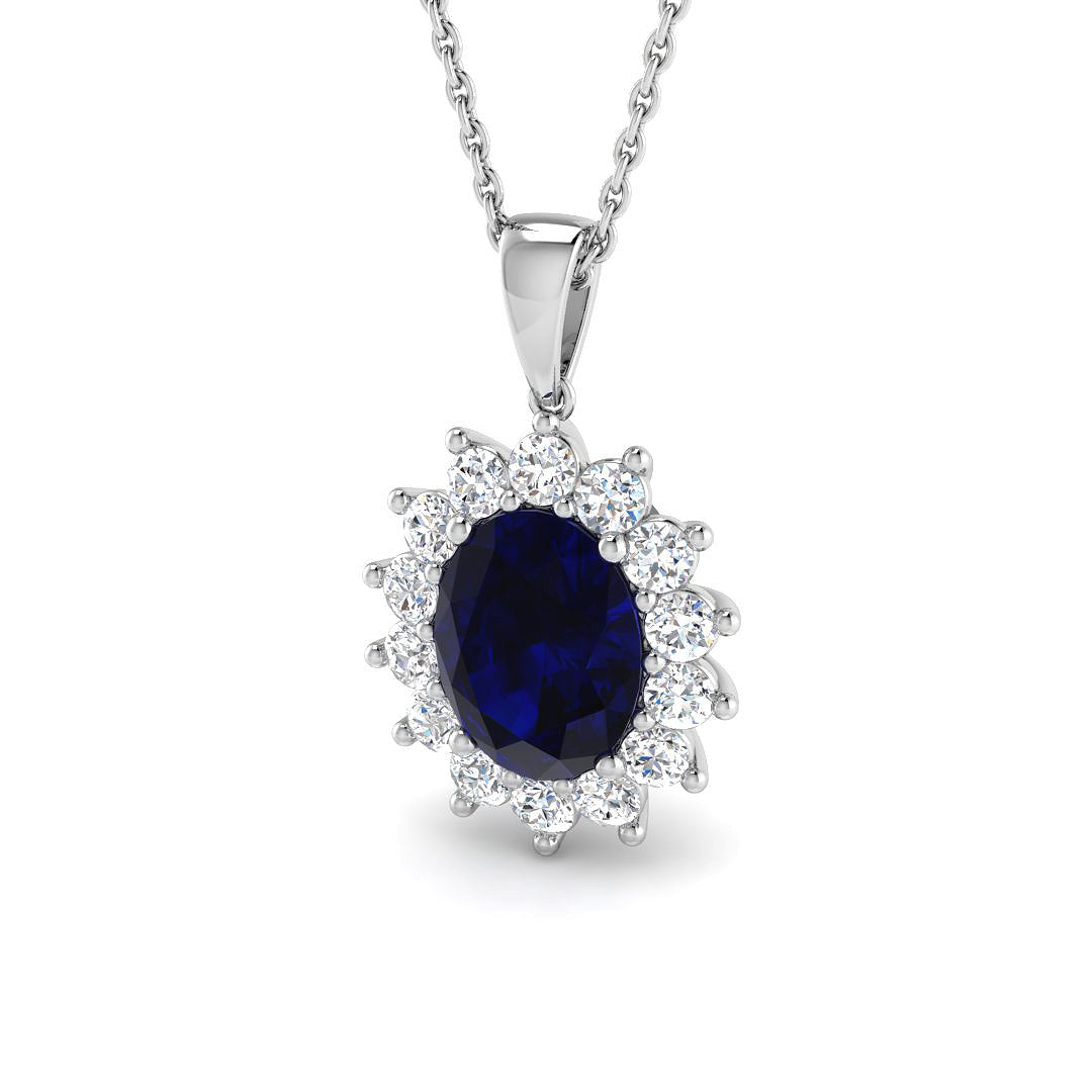 18ct White Gold 1.94ct Blue Sapphire Pendant