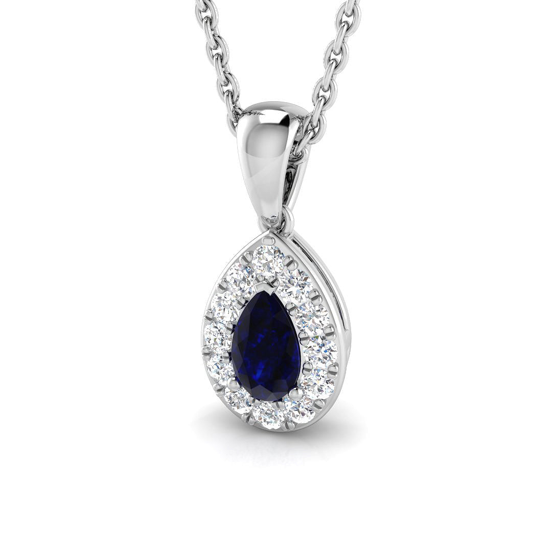 18ct White Gold 0.42ct Blue Sapphire Pendant