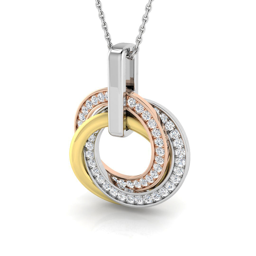 9ct Three-Tone Gold 0.54ct G SI2 Diamond Pendant