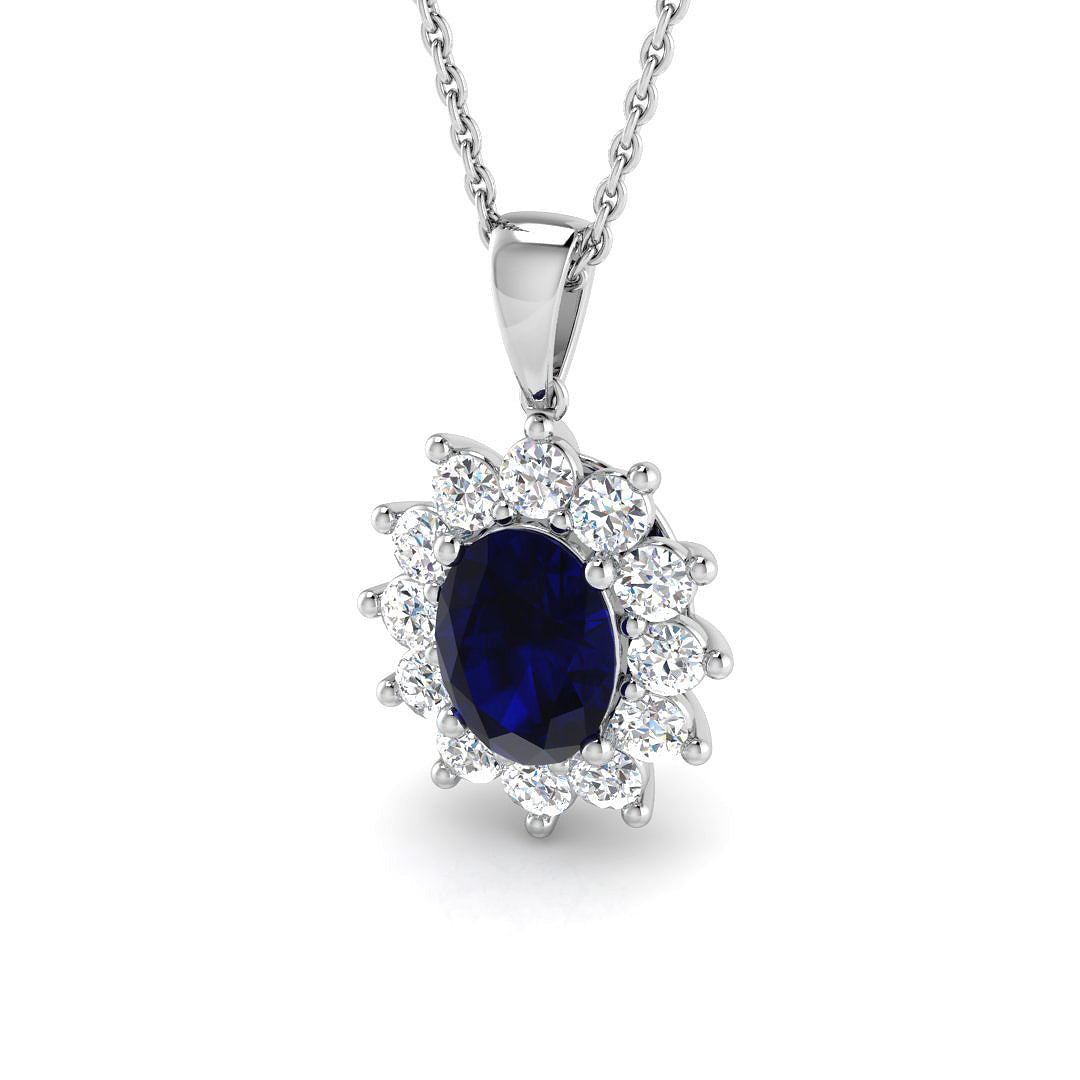 18ct White Gold 2.57ct Blue Sapphire Pendant