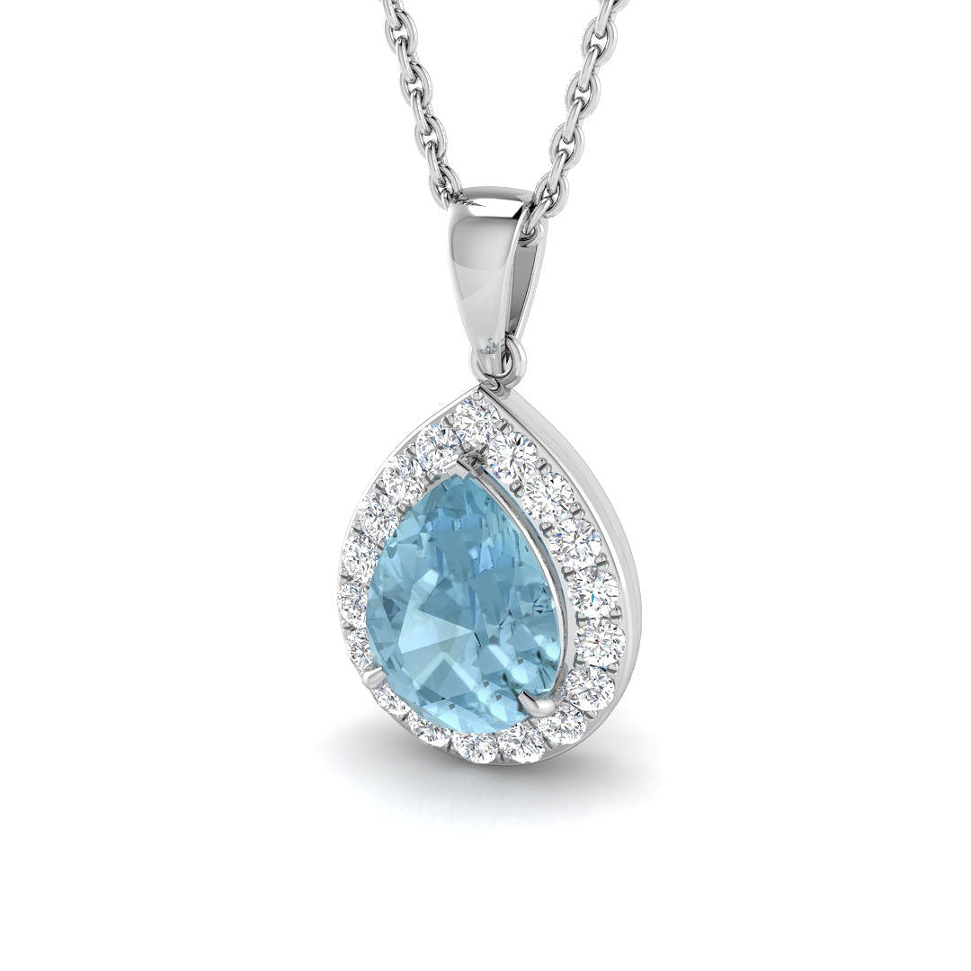 9ct White Gold 1.02ct Aquamarine Pendant