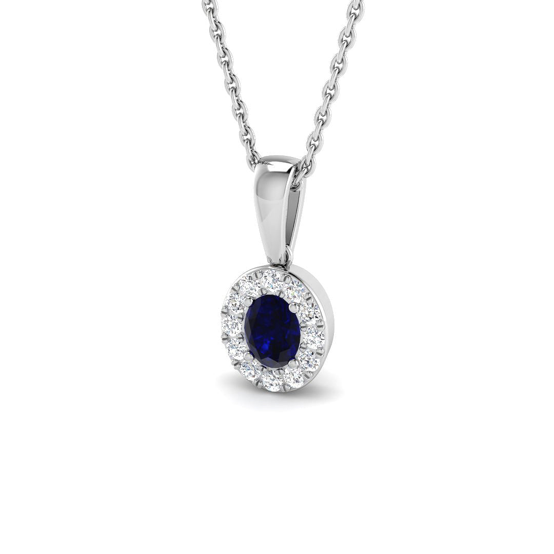 9ct White Gold 0.52ct Blue Sapphire Pendant
