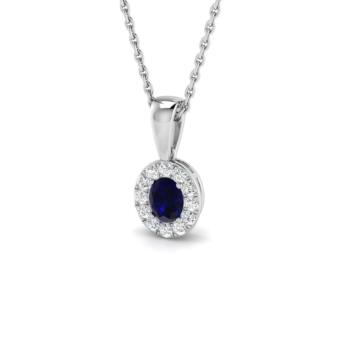18ct White Gold 0.52ct Blue Sapphire Pendant
