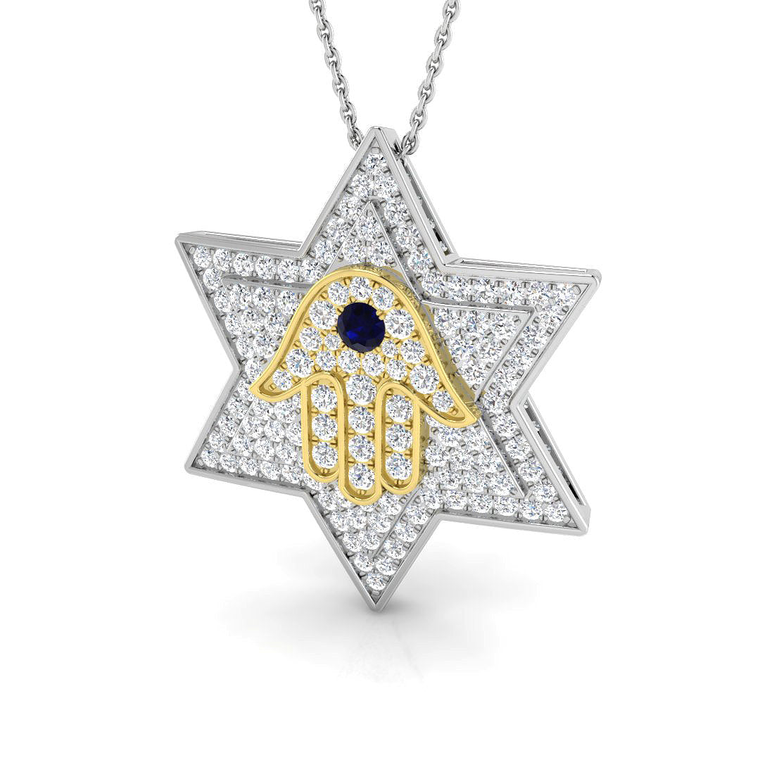 18ct Two-Tone Gold 1.44ct Blue Sapphire Pendant