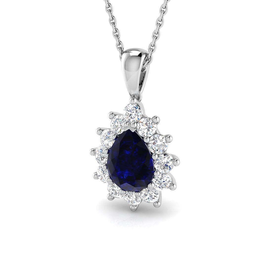 18ct White Gold 1.92ct Blue Sapphire Pendant