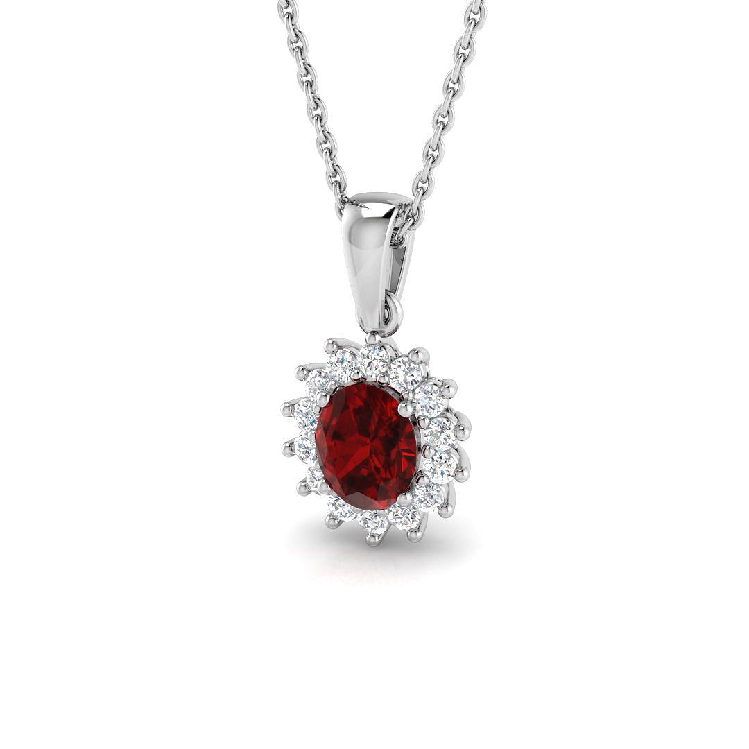 9ct White Gold 0.93ct Ruby Pendant