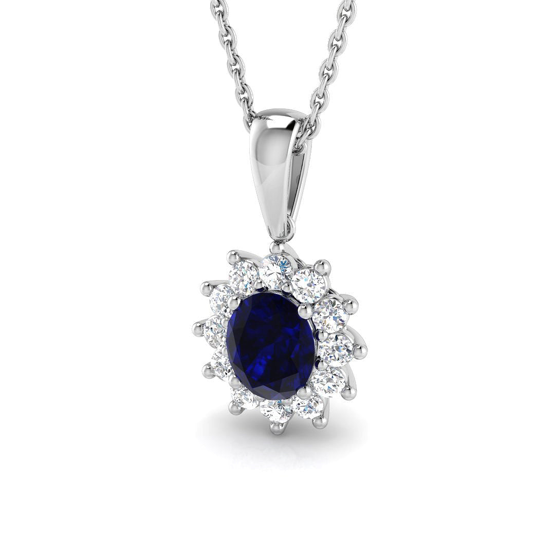 18ct White Gold 1.07ct Blue Sapphire Pendant