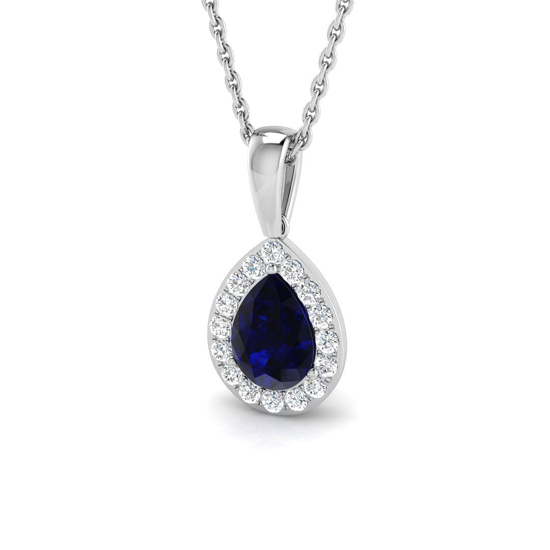 18ct White Gold 0.86ct Blue Sapphire Pendant