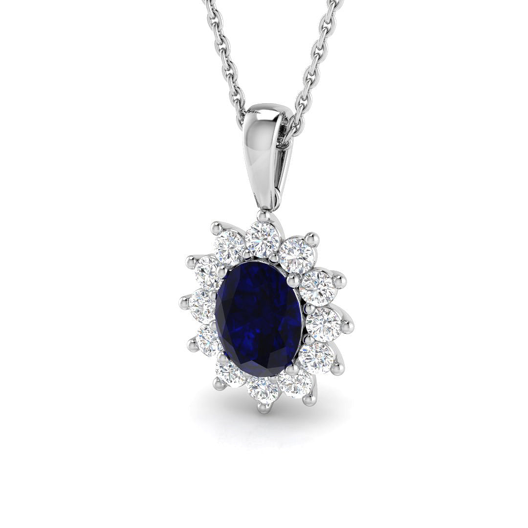 18ct White Gold 1.40ct Blue Sapphire Pendant